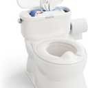 2-in-1 Toddler Potty Training Toilet - with Detachable Training Seat, Realistic Flushing Sound for Boys & Girls Ages 1-3 with Wipes Storage, Toilet Paper Holder (White)