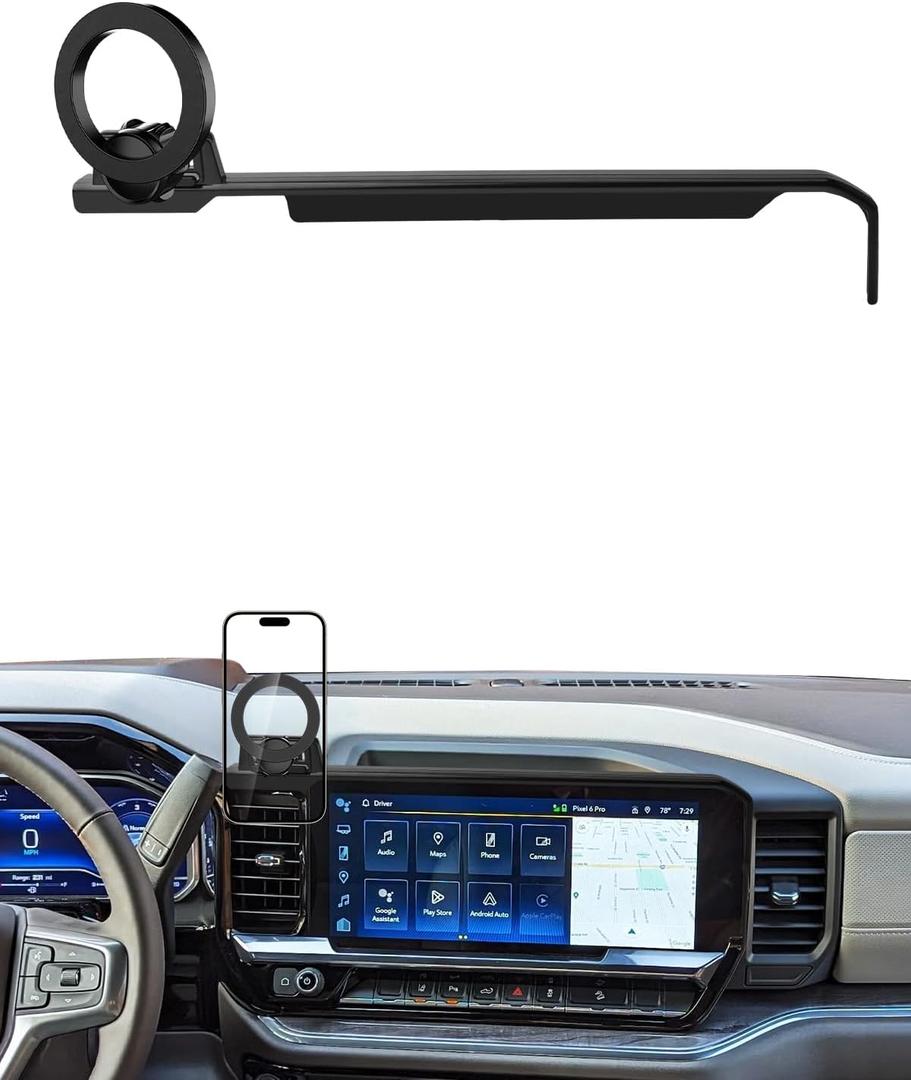 PZK Car Phone Mount for 2022-2025 2026 Chevrolet Silverado 1500/GMC Sierra 1500 LT/RST/ZR2/LTZ/LT Trail Boss/High Country Accessories 13.4-Inch Screen Compatible with MagSafe Chevy Car Phone Holder