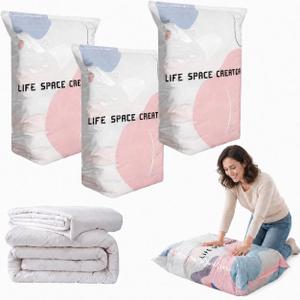 3 Pack No Pump Vacuum Storage Bags, Large 3D Cube Space Saver Bags, 39 * 31in