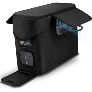 Heavy-Duty Protective Cover Compatible with EcoFlow DELTA 2 Max & Extra Battery, 1680D Waterproof Dustproof Storage Case with Side Accessory Pocket, Precision Fit for Outlets & Ventilation (Black)