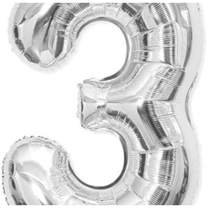 3 Balloon, Number 3 Balloon, 3 Balloon Number 40 Inch, Silver Large Giant Foil Number Balloons for Birthday Party Graduation Wedding Anniversary Bachelorette Decorationss Supplies (Silver)