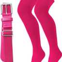 XZQTIVE Over the Knee Baseball Socks and Belt Combo Set for Kids Youth Adult Pink Softball Soccer Socks for Boy Girl, Pink  (Medium)