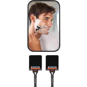 Shower Mirror Anti-Fog Shaving Mirror 4.1 * 6.5 Inch Anti-Fog Shower Mirror Swivel Bathroom Mirror Shower Accessories Bathroom Accessories with 2 Razor Holders (Black)