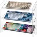 Sintuff 3 Tier Acrylic Keyboard Display Stand Clear 16.54" x 5.91" for Mechanical Keyboards Keycaps Transparent Riser Shelf for Desk Setup Retail Store or Collectibles Showcase Computer Tablet Storage