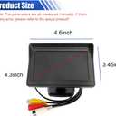 YoRise 4.3 Inch TFT LCD Car Color Parking Aid System Monitor Display, DC 12V Automotive Rearview Reverse Camera, Universal Car LED Backup Monitor Screen for Cars/Trucks/SUVs (Black)