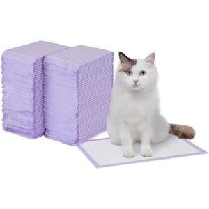 Amazon Basics Cat Pee Pads, 80 Count, Universal Fit for Litter Box, Odor Control with Fresh Scent, White/Purple