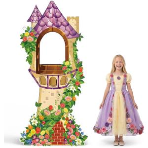 5.7ft Princess's Tower Cardboard Cutout, Large Purple Princess Castle Photo Booth Props for Magical Fairytale Birthday Party Decoration Backdrop Wonderland Girl Birthday Party Standee Decor