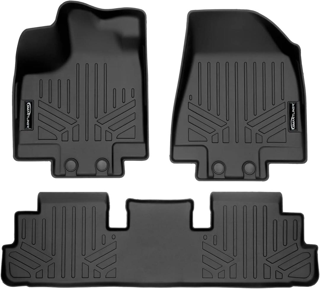 SMARTLINER Custom Fit Floor Mats 2 Row Liner Set Black Compatible with 2022-2023 Nissan Pathfinder (7 Passenger Models Only)