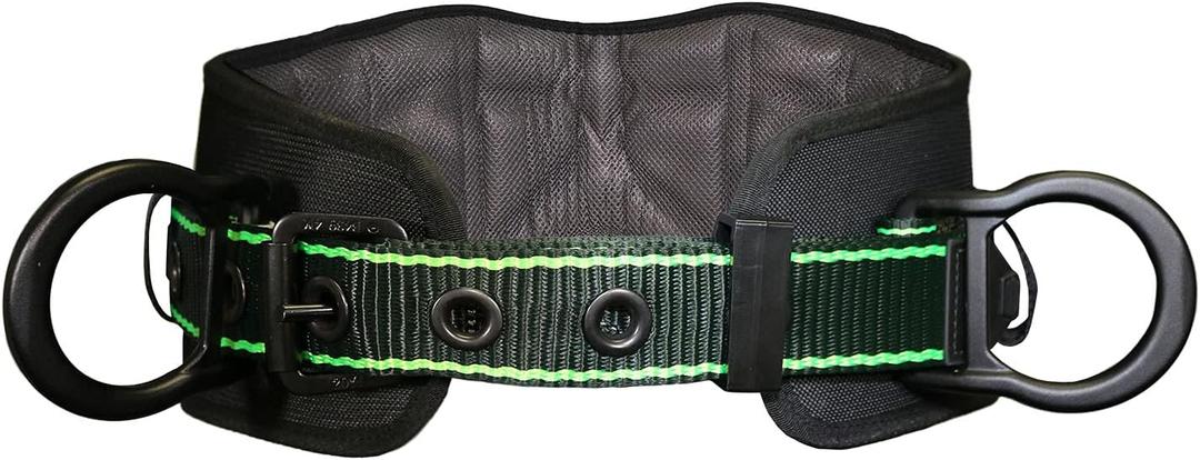 AFP Heavy-Duty 2 D-Ring Waist Body Belt w/Tongue Buckle Premium Stitching (OSHA/ANSI PPE) (Large-XLarge, Hivis & Black)