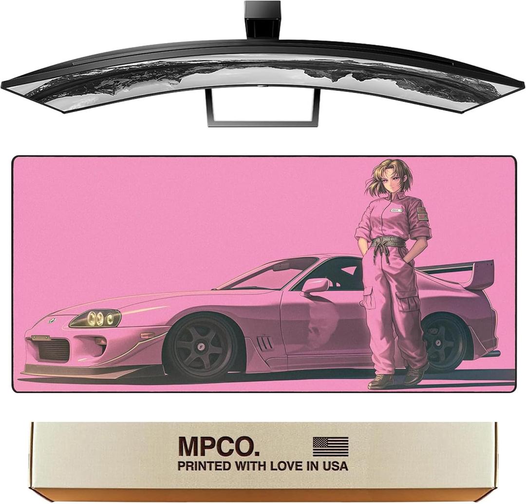MPCO. Original Large Gaming Desk Mat 36" x 17" Aeroglyde Manga Motors Shinobu-s-Supra Full Desk Mouse Pad for Smooth Precision Non-Slip, Washable Extra-Large PC Mouse Pad for Gaming Sessions AeroGlyde Shinobu-s-Supra