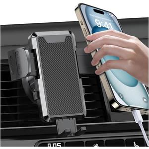 Car Phone Holder, Rotatable Vehicle Air Vent Cellphone Mount Clip, Shockproof Automotive Interior Hands Free Clamp Phone Cradle Accessories, Universal for Most Smartphone (Carbon Fiber Black)