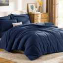 CozyLux Full Size Comforter Sets Navy Blue - 7 Pieces Bed in a Bag Full, Oeko-Tex Certified Bed Set, All Season Soft Bedding Set with Down Alternative Comforter, Sheets, Pillowcases & Pillow Shams