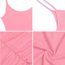 Missufe Women's Sleeveless Spaghetti Strap Ruched Bodycon Sundress Summer Casual Mini Cami Dress (Pink, S)