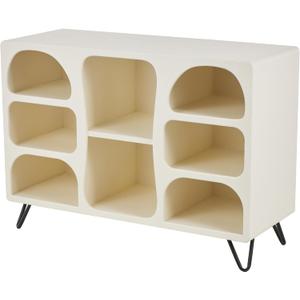 Deco 79 Wood Storage Shelving Unit 8 Shelf Shelving Unit with Black Metal Support, Display Shelf 40" x 15" x 28", Cream