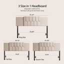 Upholstered Tufted Headboard, 3 in 1 Headboard for Full/Queen/King Size Bed, Height & Width Adjustable Head Board, Attach Frame, Study & Comfortable, Ideal for Bedroom, Dorm, Guest Room, Beige