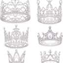 Silver Crown Cake Topper, 6 Pieces Happy Birthday Cake Toppers, Princess Crown Cake Decorations, Mini Crowns for Flower Arrangements, Birthday, Wedding, Party and Baby Shower Decor (Silver-,