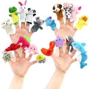 20pcs Different Cartoon Animal Finger Puppets Soft Velvet Dolls Props Toys Easter Basket Stuffers