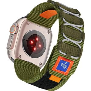 Soft Nylon Loop Elastic Band Compatible with Apple Watch Ultra 2 / 49mm 46mm 45mm 44mm 42mm(Series 3 2 1) for Women Men, Adjustable Sport Strap for iWatch Series 10 9 8 7 6 5 4 3 2 1.(Green)