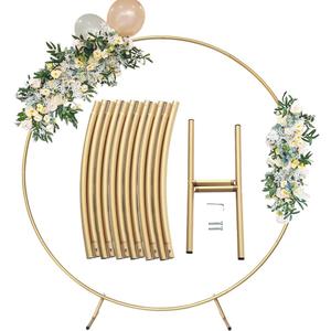 Round Golden Metal Balloon Arch Kit (6.7FT), Wedding Circle Backdrop Stand Frame for Birthday Party, Bridal Shower, Graduation, Photo Background Decoration.