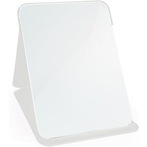 Makeup Mirror, 7x10 Inches Portable PU Leather Mirror, Folding Desktop Vanity Mirror with Adjustable Stand for Vanity Table, Office, Travel (L, White)