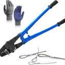 24 Inch Hand Swaging Cutting Tool, Wire Rope Crimping Tool for 1/16" 3/32" 1/8" 5/32" 3/16" Wires, 2-in-1 Crimper and Cutter, Swager Crimper for Copper Aluminum Oval Sleeve and Stop Sleeve