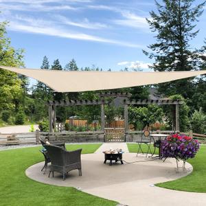 Garden expert 8'x8'x8' Sun Shade Sail Triangle Canopy Shade Cover for Patio Garden Outdoor Backyard, Cream