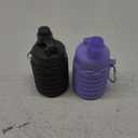 Collapsible Water Bottles Travel water bottle Sports Portable Sport Water Bottle Reusable Water Bottles comes with mountaineering Buckle 500ml silicone Water-proof camping water bottle (Purple+ Grey)