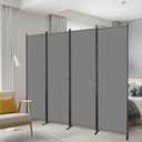 AKTOP 4 Panel Room Divider, 6FT Portable Wall Divider for Room Separation, 88" W Fabric Partition Room Dividers and Folding Privacy Screens, Freestanding Room Separators for Home Office Bedroom, Grey
