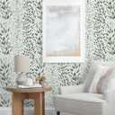 Safiyya Peel and Stick Wallpaper Dark Green Leaf Contact Paper 197" x 17.3" Modern Wall Paper Self Adhesive Removable Wallpaper for Bedroom Bathroom Vinyl Rolls