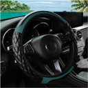 Car Steering Wheel Cover, 14.5-15inch Leather Anti-Slip Car Wheel Cover Protector, Safety Comfortable Desgin, Universal Auto Steering Wheels Accessories for Cars Truck SUV (Dark Green)