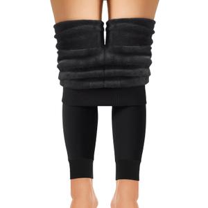 AHLW Winter Warm Fleece Lined Leggings for Women - High Waisted Thick Thermal Leggings Elastic Soft Comfortable Velvet Tights (Black)