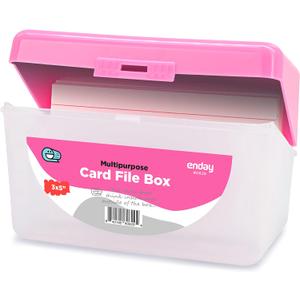 Enday Index Card Holder Pink, 3x5 Note Flash Card Organizer Case, Index Card File w/flip top, Notecard Recipe, Holder, Holds 250 Cards,  (1 PC)