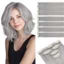 Short Clip in Hair Extensions Real Remy Human Hair,S-noilite Short Hair Extensions Clip ins,Mini Clip in Extensions for Add Volume and Highlights,5 Pieces 38g 12 inch Light Gray