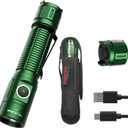 J81G Tactical Rechargeable Flashlight with Holster, 1300 Lumen Super Bright IP68 Waterproof Dual Button Flashlight for Tactical Games Outdoor