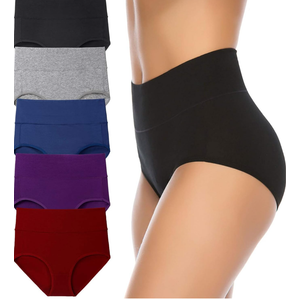 Annenmy Women's High Waist Cotton Underwear Soft Brief Panties Regular and Plus Size 4Pcs