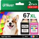 LEMERO UTRUST 67XL Ink Cartridge Black and Color Combo Pack Replacement for HP 67 67XL Printers Works with HP 2700 2700e 2755 2755e 2855e 2800e 2852e 2827e 4100e 4155e 4255e 6000 6055e 6455e (2 Pack)