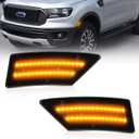 LED Side Marker Lights Compatible With Ford Ranger XL XLT Lariat 2019 2020 2021 2022 2023 Front Bumper Turn Signal Lamps Smoked Lens