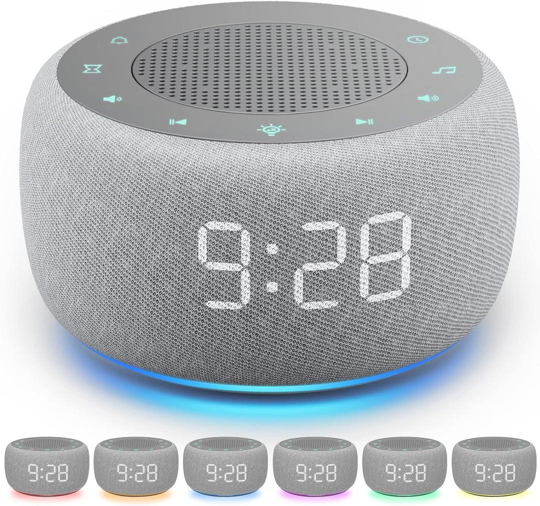 Buffbee Alarm Clock with Sound Machine for Bedrooms  2-in-1 White Noise Machine for Sleep, Gentle Wake-Up with Soft Alarm Sounds, Ambient Night Light, Plug-in, Sleep Better, Wake Gently (Fog)