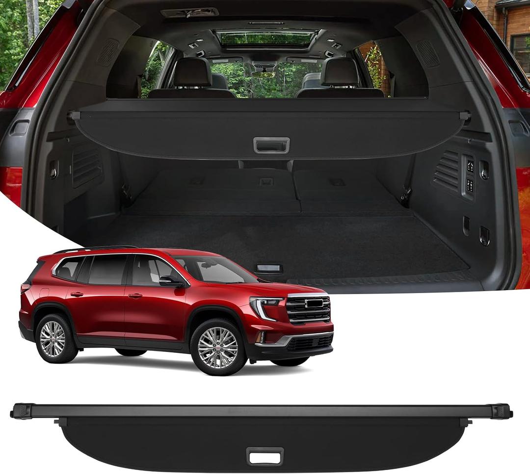 Powerty Cargo Cover for GMC Acadia/Chevy Traverse 2024 2025 /Buick Enclave 2025,Retractable Trunk Cover GMC Acadia Accessories,Privacy Security Shield Shade Cover Black