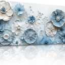SERIMINO Floral Wall Art, Large Wall Decor, Blue Wall Art, Modern Elegant Flowers Painting, Nature Botanical Prints, Chic Pictures for Living Room Bedroom Bathroom Office Home Decoration 20"x40"