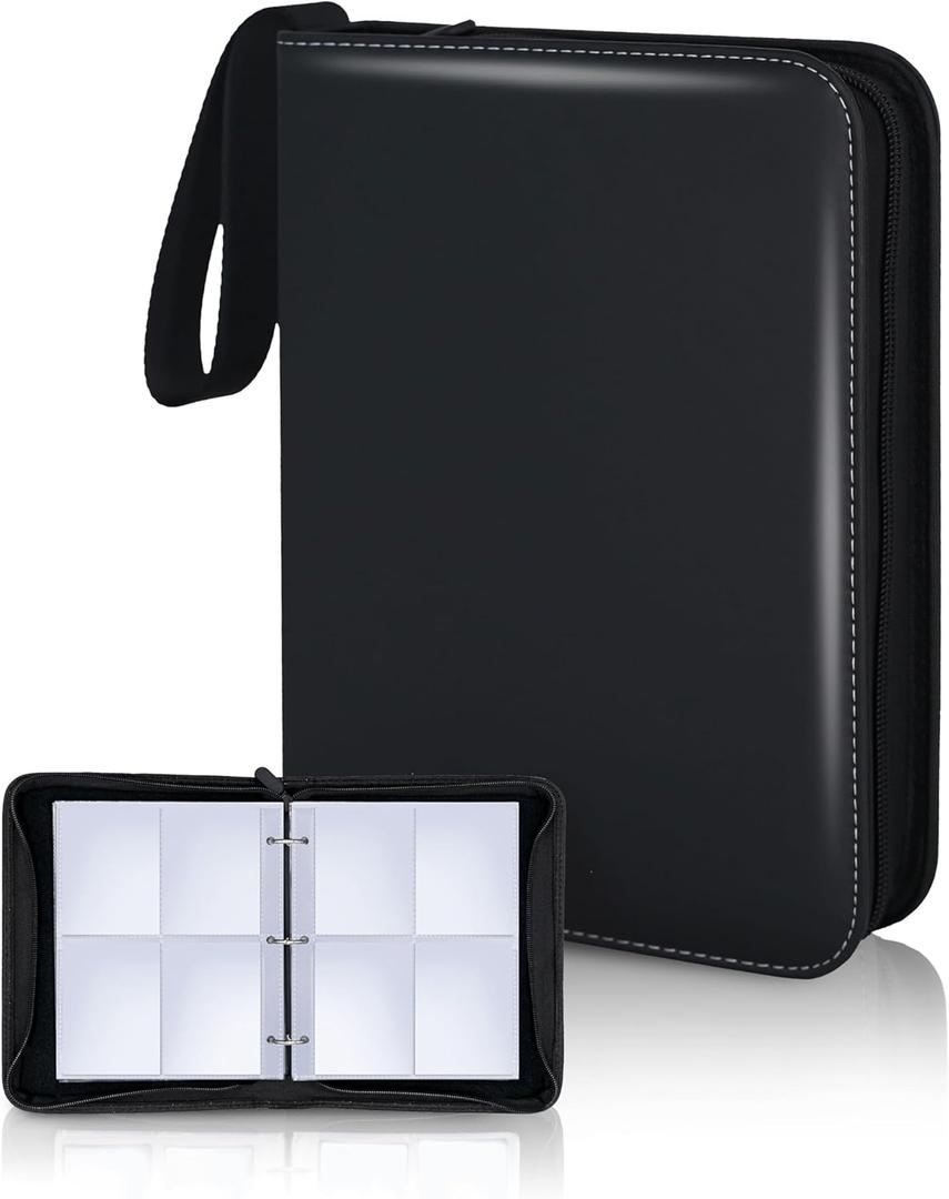 CLOVERCAT 4 Pocket Trading Card Binder Parent (4 Pocket, 400 Cards, Solid, Black)