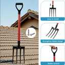 2 Pack 4 Tine Roofing Shovel 43.3 Inch 4 Tine Tear Off Tool Garden Spading Fork with D Grip Handle for Shingles Underlayment Nails Soil Turning Yard Landscaping Home Repair Work Roofing Projects