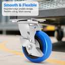 W B D WEIBIDA 5 Inch Heavy Duty Casters Set of 4, Smooth Rolling Caster Design for Cart Wheels, 3500 LBS Industrial Grade Castors with Upgraded Thickened Bracket, Durable Castors (4 Brake)