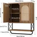 RUSTOWN Rattan Bathroom Wall Cabinet, Boho Over The Toilet Storage Cabinet with Arched Rattan Doors, Modern Medicine Cabinet with Adjustable Shelves & Towel Bar, Bathroom Organizer(Rustic Oak, Medium)