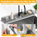 24'' Longer Faucet Mat for Kitchen Sink Splash Guard[7 Slope Fast Self-draining][Snap Lock Fit]Kitchen Sink Faucet Mat Splash Guard Kitchen Sink Area Water Splash Guard Behind Faucet Draining Mat
