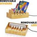 SpaceAid Bamboo Charging Station for Multiple Devices, Cell Phone Docking Stations for Multi Laptop, Tablets and iPads, Nightstand Bedside Desk Device Charger Organizer (Natural)