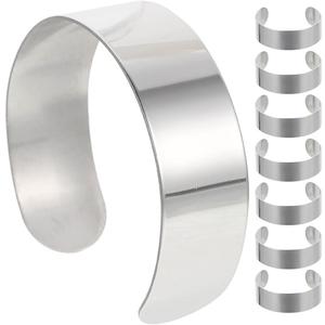 COHEALI Stainless Steel Bracelet Blanks 2.5 Inch Adjustable Cuff Bangles for DIY Jewelry Making Engravable Inner Core Set of 8