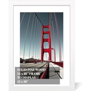 14x18 Picture Frame Diamond Painting Frames Poster Frames Made of Solid Wood,Display Pictures 12x16 with Mat or 14x18 without Mat for Photos, Paintings,Walls Decoration,Anniversary,Wedding,Christmas (14x18 inch, White)