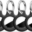 [4 Pack Case for AirTag 2nd Gen (2026) & 1st Gen, Shockproof Holder Anti-Scratch Protective Cover for Air Tags, Men's Women's Keyrings & Keychains for Keys, Luggage, Bags, Black