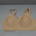 As Fairy Womens Soft Comfortable No Underwire Bras V Neck Seamless Push Up Bralettes Full Coverage Tshirt Brassiere (Beige) 40C